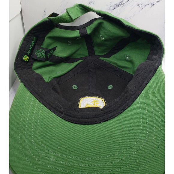 John Deere Green With Black & Gold Logo Canvas Strapback Hat Cap - Picture 6 of 10
